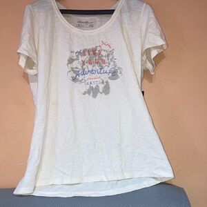 Eddie Bauer Cream T-Shirt with Logo Print